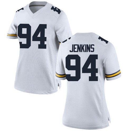 Kris Jenkins Michigan Wolverines Women's NCAA #94 White Game Brand Jordan College Stitched Football Jersey PUJ6754XU